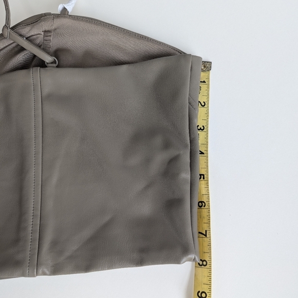 Express Body Contour Faux Leather Corset Cropped Top Spaghetti Straps Taupe - XL - Picture 4 of 6